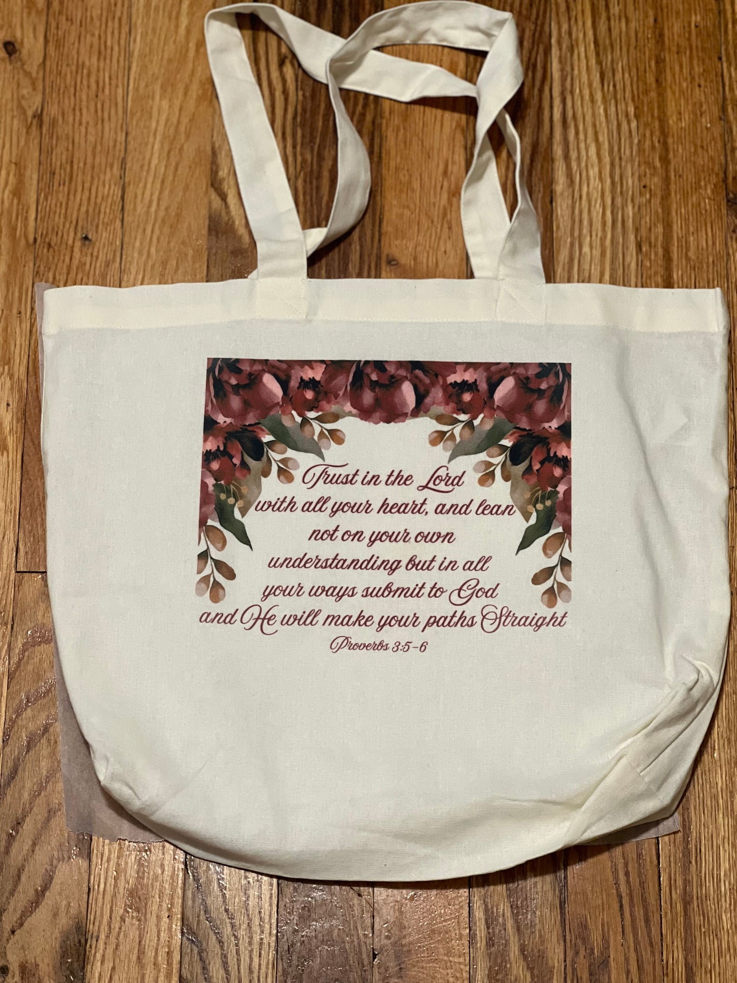 Bible verse canvas tote bag and custom name