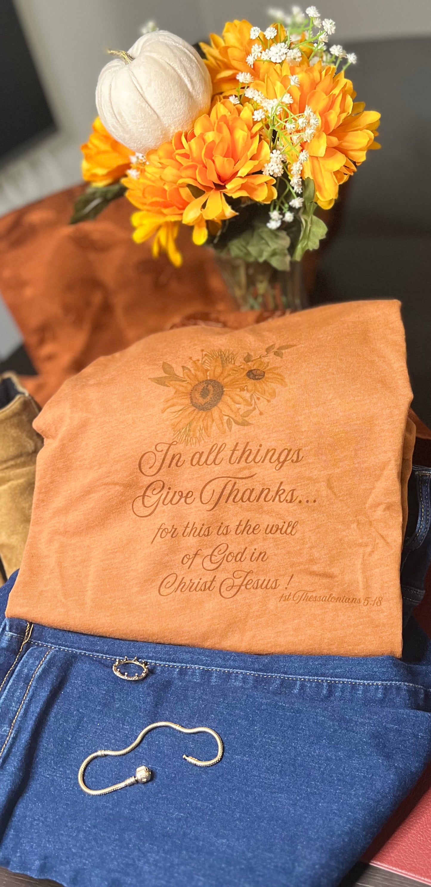 Heather orange Thanksgiving T-shirt