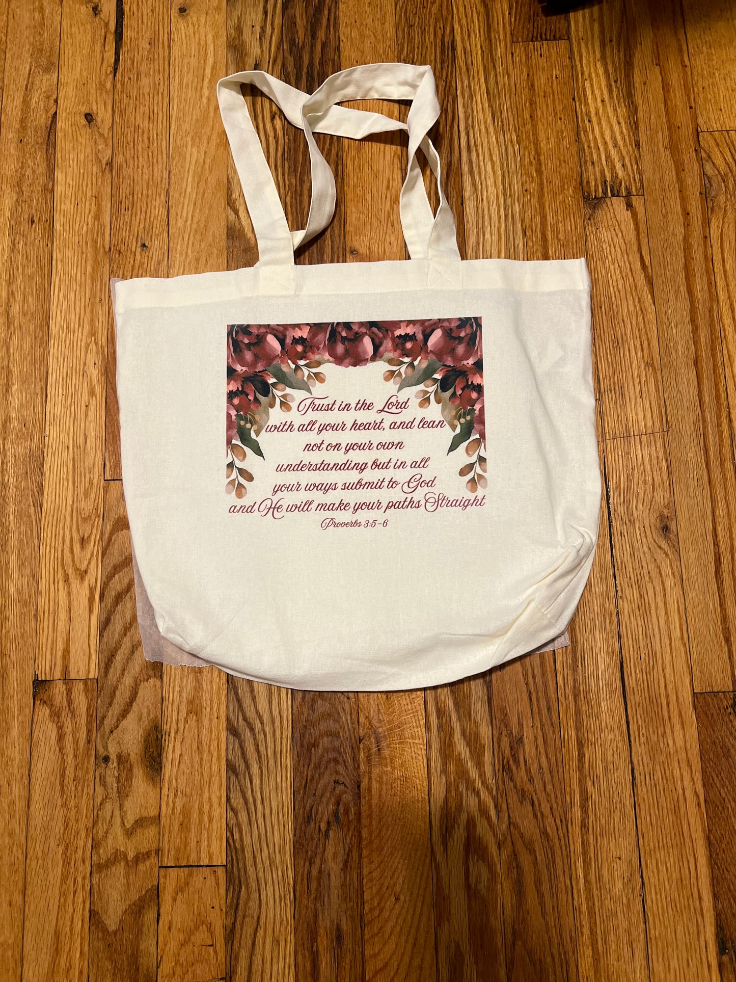 Bible verse canvas tote bag and custom name