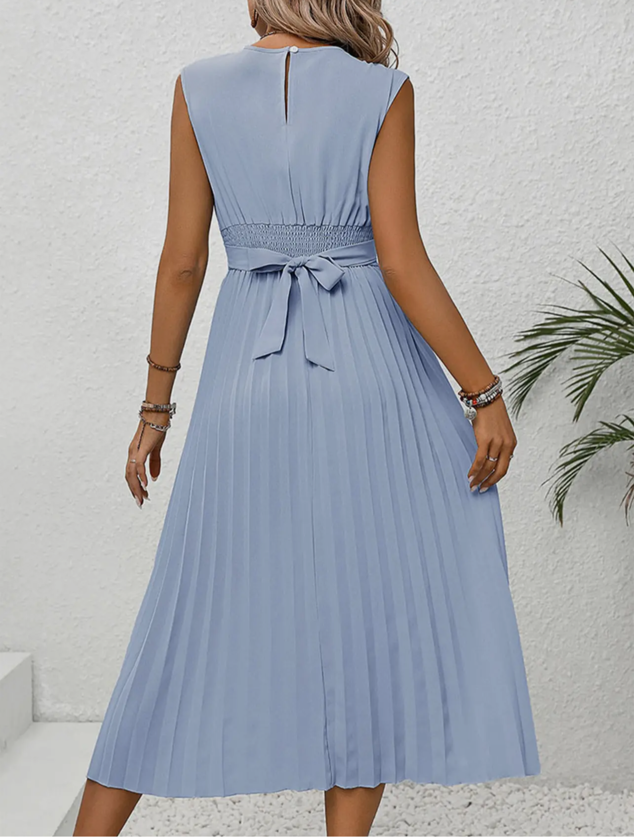 Light blue sleeveless dress/ Evening wear/ Elegant Attire for special occasion