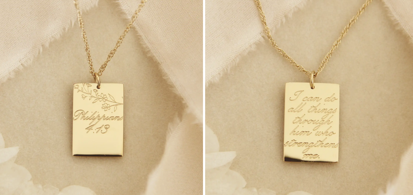 Philippians 4:13 Scripture Necklace by Love Story Collection