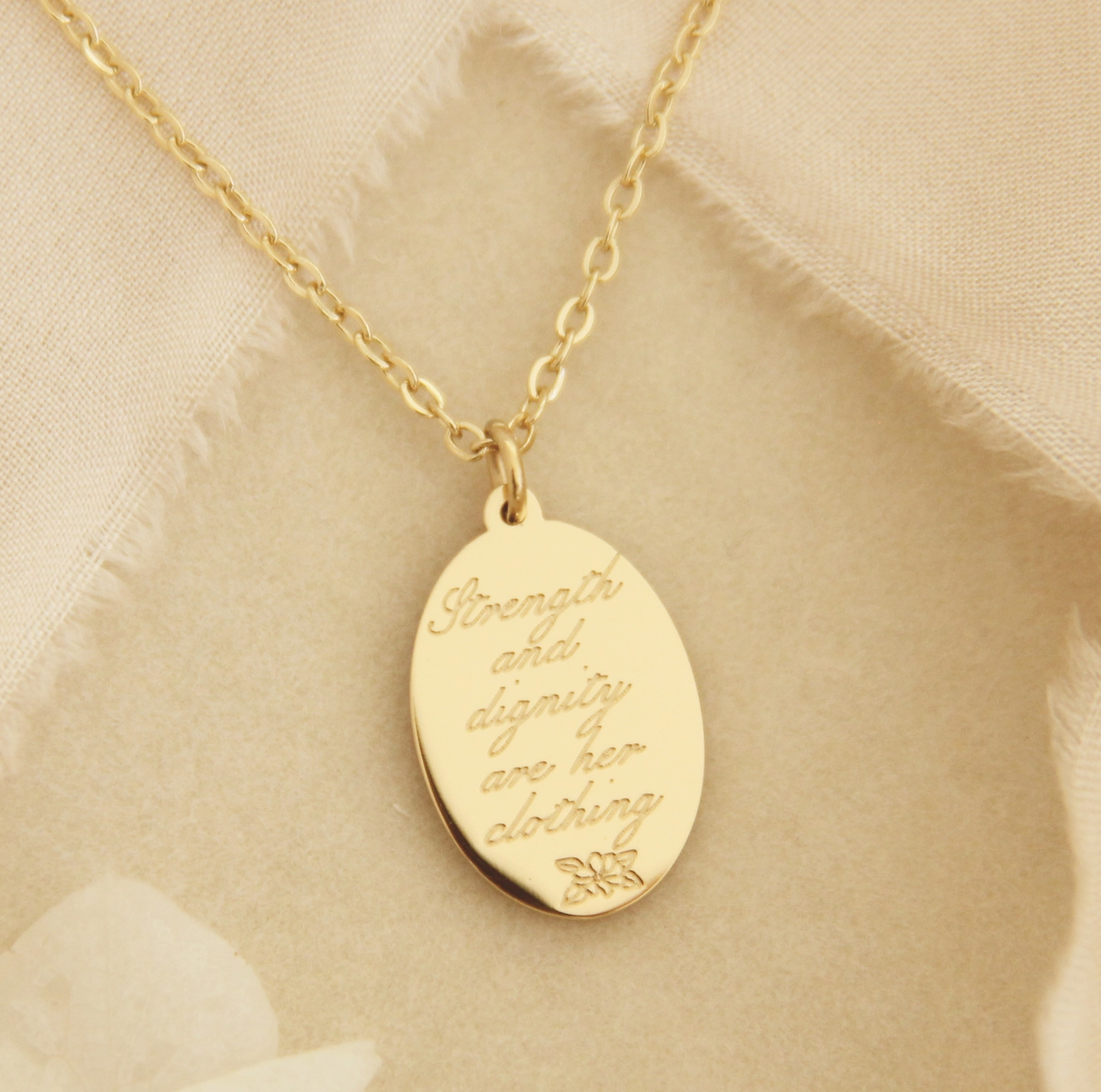 Strength and Dignity Scripture Necklace by Love Story Collection