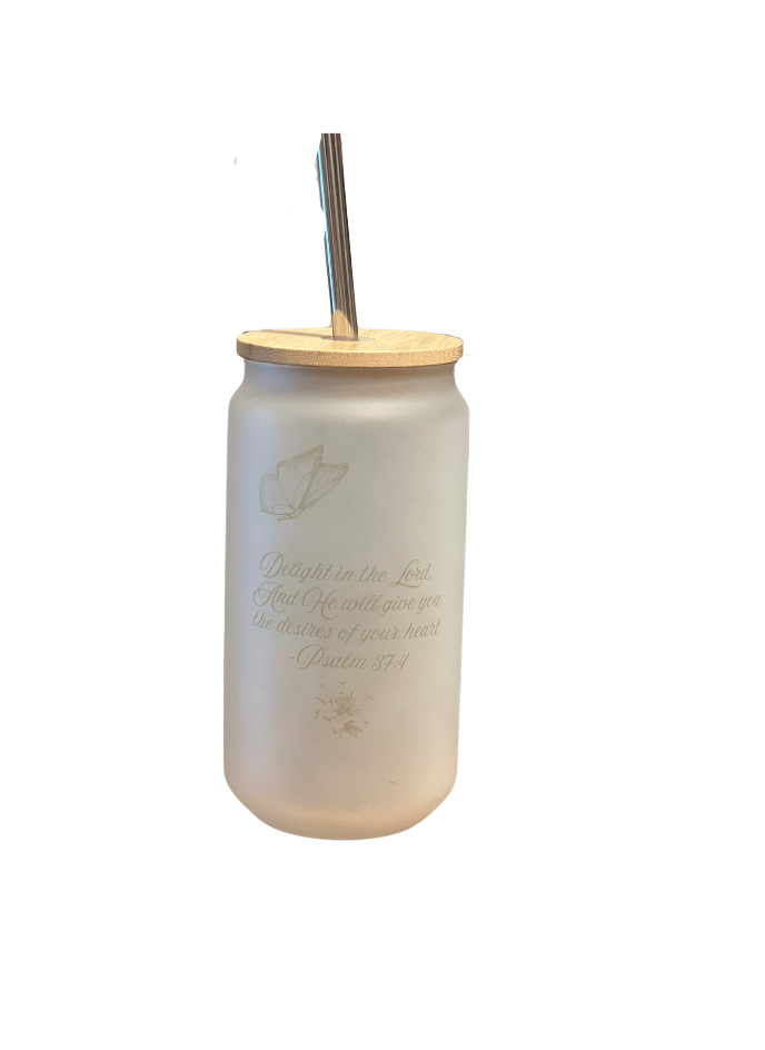 Bible verse and personalized frosted glass tumbler